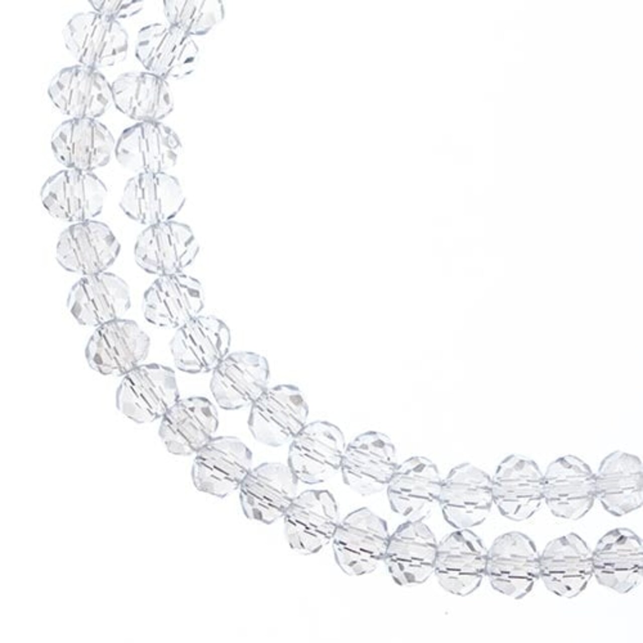 Crystal Lane DIY 2-Strand 7in Transparent Finish Glass Rondelle Donut Bead Strands